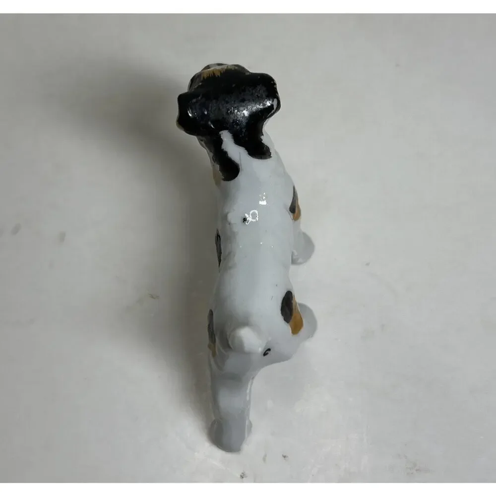 Vtg Black & White Terrier Dog Porcelain 3